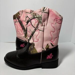 Realtree Pink Camo Cowgirl Boots, Toddler Girls Kids Camouflage Dusty Cowboy